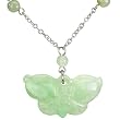 Natural Grade A Jadeite Jade Springtime Butterfly Beaded Platinum Over Sterling Silver Necklace or Bracelet or Anklet