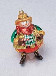 5.5" Western Cowboy Snowman Glass Christmas Ornament #823022-C