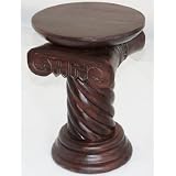 Homescapes - Classical Roman Column - Side - Lamp - End Table - Decorative Planter Base - 100% Solid Mango Wood - Hand Carved Corinthian Pillar - Dark Wood Dakota Rangeby Homescapes