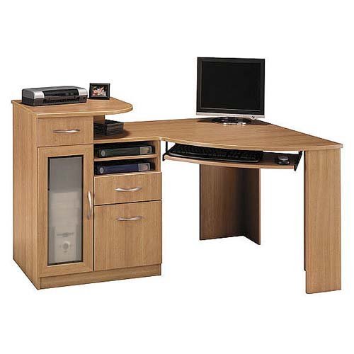 Bush Furniture Vantage Corner Home Office Wood Computer Desk in Light Dragonwood