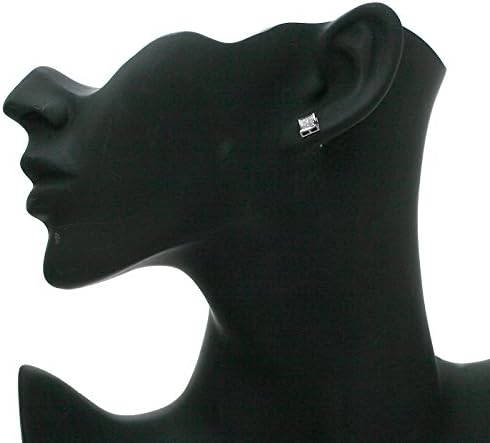 10k White gold, White Diamond Square Kite Shape Mens Stud Earrings (0.1ctw, G-H, SI1-SI2)