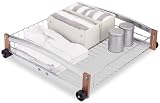 Rolling Underbed Basket - Chrome & Wood (Chrome/Wood) (5.5