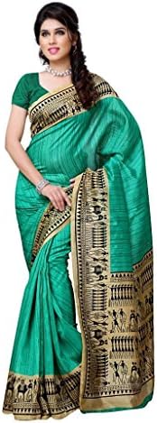 Diva Fashion Women's Surat Art Silk Printed Saree Free Size Green