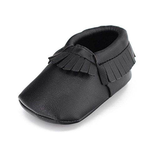 Voberry Baby Girls Soft Soled Tassel Bowknots Crib Shoes Moccasins (12~18 Month, Black)