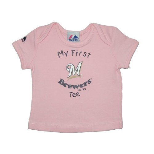 Infant / Baby MLB Milwaukee Brewers My First Tee T-Shirt - Pink (Size: 3/6)