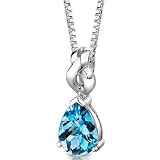 Mysterious Allure: Sterling Silver 2.25 carats Pear Shape Checkerboard Cut Swiss Blue Topaz Pendant with 18 inch Silver Necklace and Free Shipping