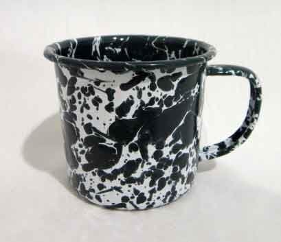 Enamelware Green & White Marble Marbleware 12 oz. Coffee Mug Set of 4