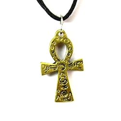 Brass Ahnk Pendant with Ancient Runes 1"