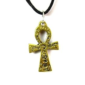 Brass Ahnk with Ancient Runes Pendant on Cable Choker