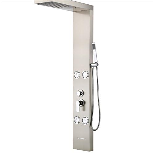 Yoco Shower Panel System Jet Massage Rainfall &amp; Waterfall wall-mounted Shower System Multi-function Setting Shower Towers brushed nickel finish