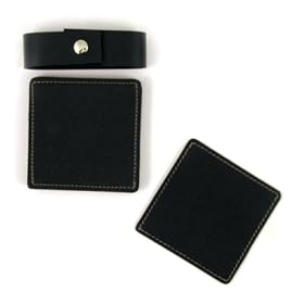 Belted Faux Leather Coasters (set of 6) - Black by