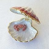 Seashell Box with Crab Swarovski Crystals 24K Gold Jewelry, Trinket, Pill Box...