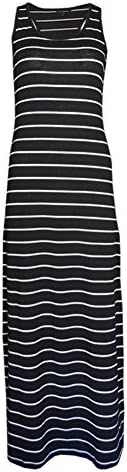 MonsterCloset Racerback Yarn Dye Striped Maxi Dress, Black/White, Medium