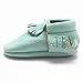 SAYOYO Baby Blue Tassels Soft Sole Leather Infant Toddler Prewalker Shoes (6-12 Months, Blue)