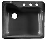 American Standard 7172.803.178 Silhouette 25-Inch Americast Single Bowl Three-Hole Kitchen Sink, Black