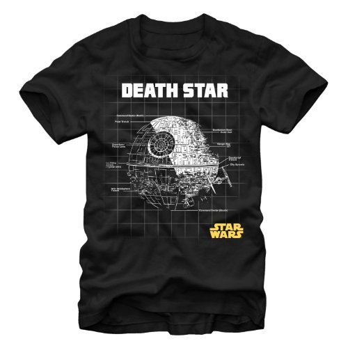 Star Wars Death Star Schematic Adult T-Shirt - Black (XXX-Large)