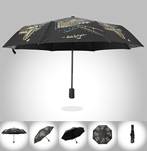 HeartAcc High Quality Fully Automatic Umbrella 3 Fold Auto Open/Close Umbrella/Parasol Sunproof Windproof Rainproof with Retail Package (21" London by Night)
