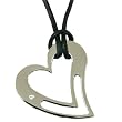 Trendy Heart Pendant Necklace Stainless Steel CZ Diamond Polished Finish by Bucasi