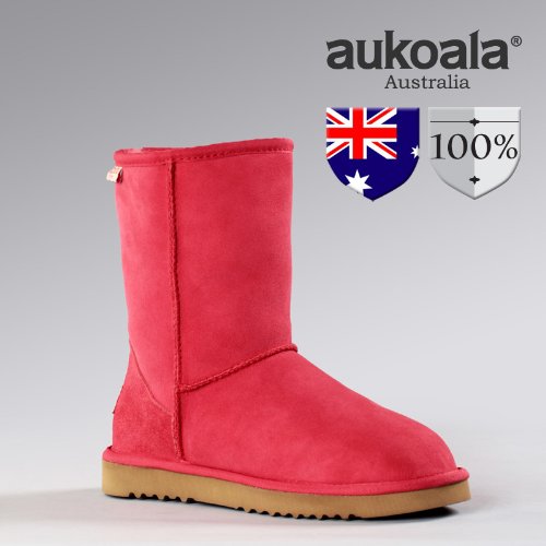 Aukoala Snow Boots Australia Sheepskin Warm Classic Short For Womens_Ruby_Us Size 8 On Sale