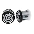 Black and White Acrylic Single Flare Plug - Swirl Logo - 5/8 inches - Sold as a Pair