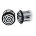 Black and White Acrylic Single Flare Plug - Swirl Logo - 5/8 inches - Sold as a Pair