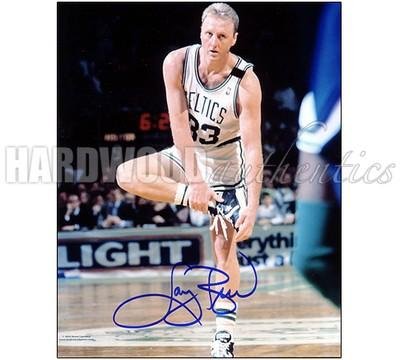 LARRY BIRD AUTO 8x10 'WIPING SHOE' - Autographed NBA Photos