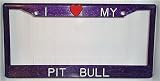 Purple Glitter I Love My Pit Bull Frame