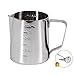Coffee Milk Frothing Pitcher Cup with Measurement Inside Thermometer set 12oz/350ML Stainless Steel Steaming Pitcher Tool for Cappuccino Machines Espresso Pitcher Latte Art