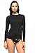 Private Island Women UPF50+ Swimsuit Long Sleeve Top Shirt Rash Guard Workout (L, Black-RGT)