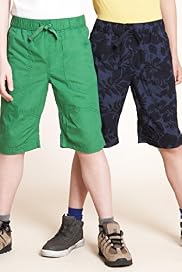 2 Pack - Pure Cotton Assorted Drawstring Shorts
