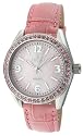 Peugeot Women's Silver-Tone Swarovski&reg; Crystal Accented Pink Leather Strap Watch #3006PK