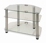 Techlink DAIS - LCD & Plasma Glass TV Stand To 32" - Clear Glass With Silver Legs
