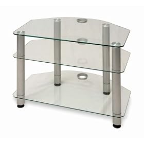 Techlink DAIS - LCD & Plasma Glass TV Stand To 32" - Clear Glass With Silver Legs