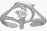 Genuine Sterling Silver & Cubic Zirconia Dolphin Toe Ring