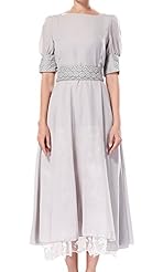 Floral Print Elbow Length Sleeves Chiffon/Organza Floor Length Maxi Dress 