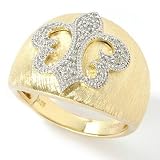 Sterling Silver / Platinum or 18K Gold Vermeil & Diamond Fleur-De-Lis Ring