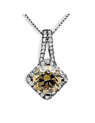 1.35ct Brown Round Diamond Necklace Pendant 18k Black Gold