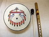 10 Rawhide Drum with Handpainted Design, FREE Beater and Flute