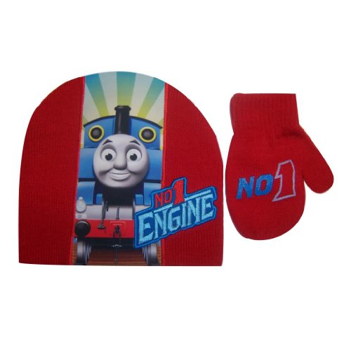 Boy's Thomas The Tank Engine Beanie Knit Hat and Mitten Set - Toddler