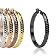 316L Surgical Steel Ion Plated Dia-Cut Large Hoop Earing - 5 Colors to Choose From - 35mm