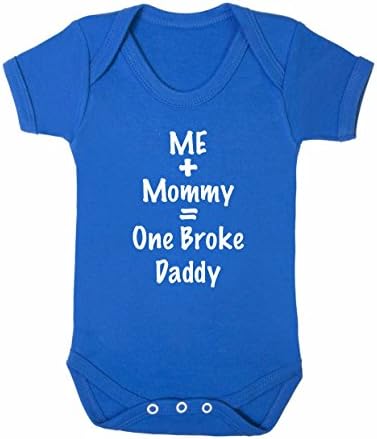 Me Plus Mommy Equals One Broke Daddy Baby Boy Girl Unisex Short Sleeve Bodysuit (Blue, 0-3m)