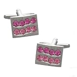 Merlin Silver Pink Crystal Cufflinks