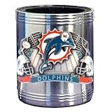 Miami Dolphins Stainless Steel Beverage Can Cooler - NFL Football Fan Shop Sports Team Merchandise