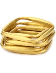 Kevia Brushed Gold Square Stacking Ring Set