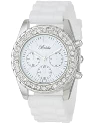Breda Womens 2292-White "Meryl" Rhinestone Bezel White Silicone Watch