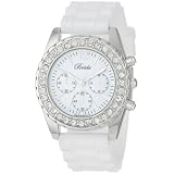 Breda Womens 2292-White Meryl Rhinestone Bezel