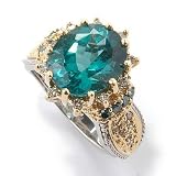 14K White / Yellow Gold Paraiba Apatite & Teal / White Diamond Ring