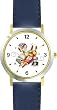 Bar Mitzvah Boy Holding Torah Judaica Jewish Theme - WATCHBUDDY&reg; DELUXE TWO-TONE THEME WATCH - Arabic Numbers - Blue Leather Strap-Children's Size-Small ( Boy's Size & Girl's Size )
