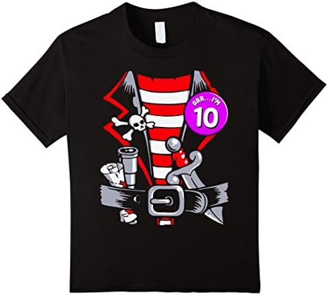 Kids 10th Birthday Pirate T-Shirt | Girls Arr I'm 10 Party Gift 10 Black