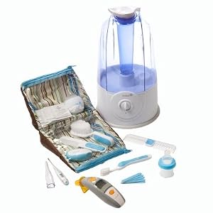 Safety 1st Healthcare Baby Bundle: Fever Light 1-Second Ear Thermometer 49551, Ultrasonic 360° Humidifier IH166 & Deluxe 25 Pcs Grooming Kit
